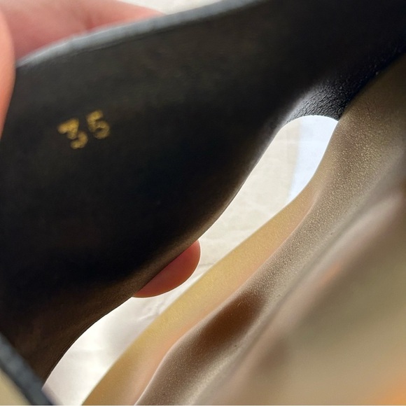 VERSACE x FENDI FENDACE Size EU 35 Slip On Pool Slide Vitello Calf Leather Gold - Picture 12 of 15